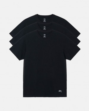Black Stussy Undershirts Unisex T Shirts | 517-MHUXIP